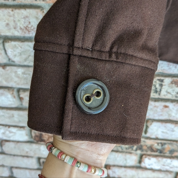 🍂 Tulle Peter Pan Collar Brown Coat Mod Lining Size L - Picture 3 of 8